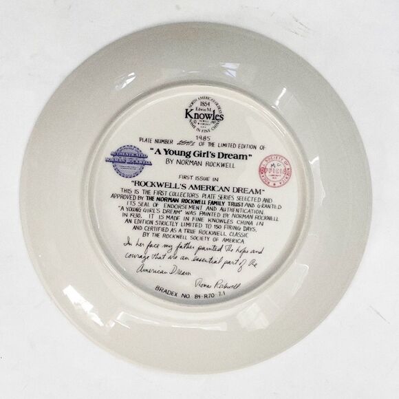Norman Rockwell “A Young Girl’s Dream” Painting Limited Edition Plate - Picture 3 of 3